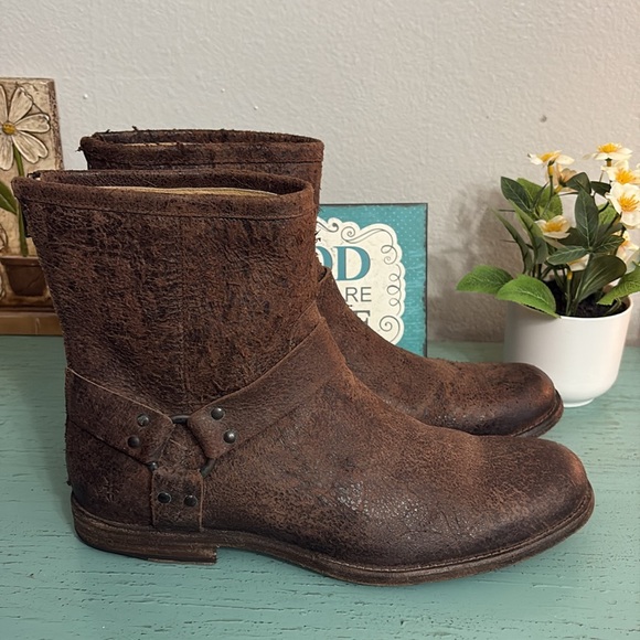 Men's Brown Leather Frye Boots SZ 11.5 D box 140 - Picture 2 of 7